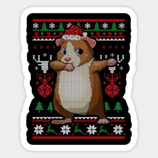 Guinea Pig Dabbing Ugly Christmas Furry Potato Pet Xmas Sticker